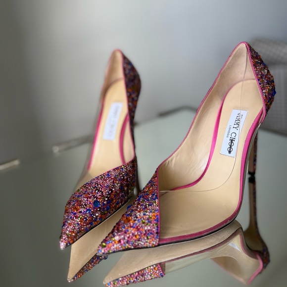 New JIMMY CHOO Cass 110 Clear Plexi Mini Multi Rainbow Crystal Pumps $2,495 39 - Picture 14 of 14